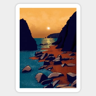 Dark and moody Irish beach scene Sticker